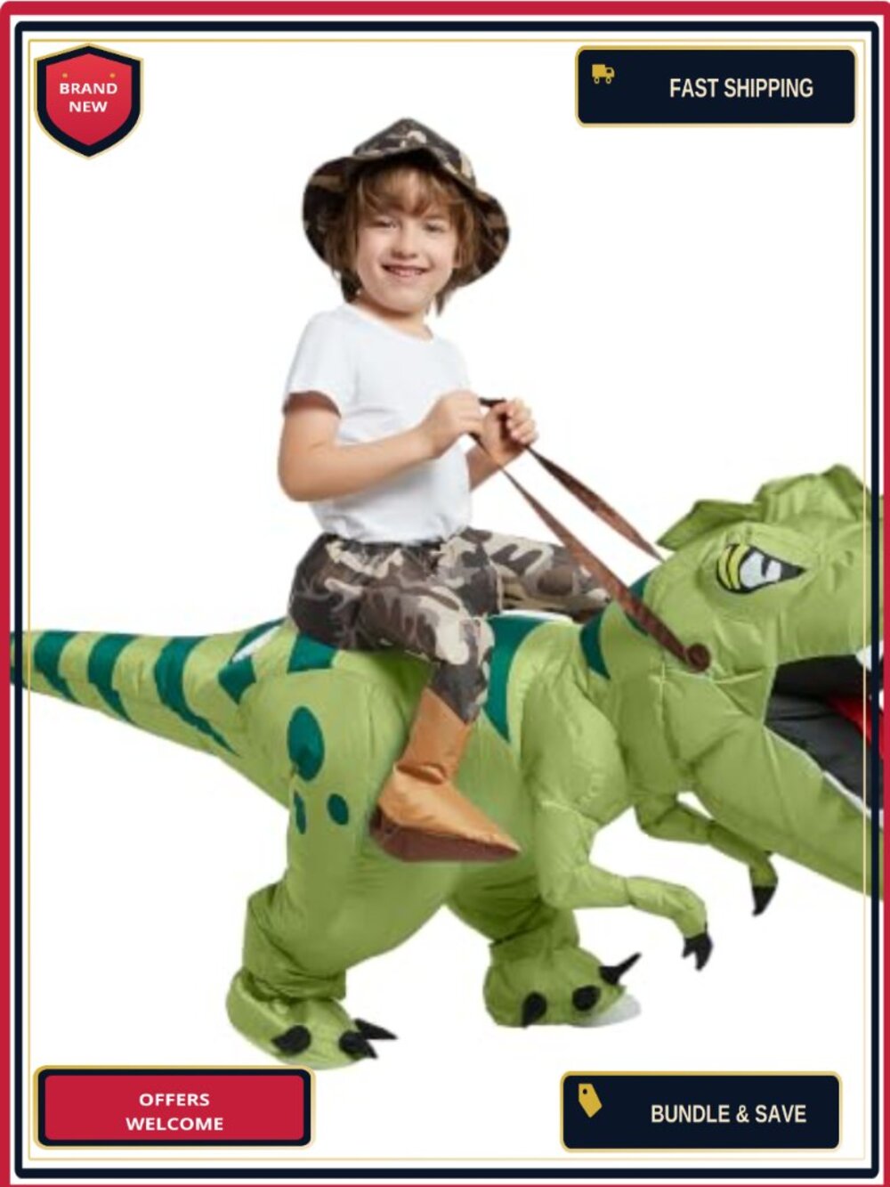 Kids Inflatable Dinosaur Costume T-Rex Blow Up Halloween Suit